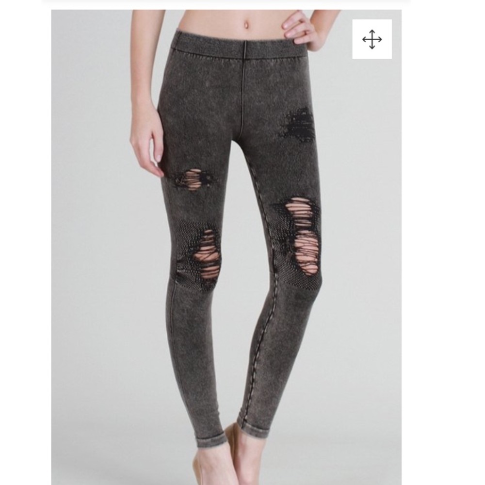 Charcoal distressed jean legging